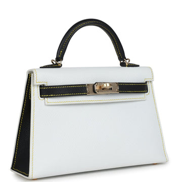 Hermes SpESial Order (HES) Kelly Sellier 20 White and Black Epsom PermabraES Hardware