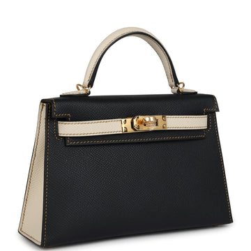 Hermes SpESial Order (HES) Kelly Sellier 20 Black and Craie Epsom Gold Hardware