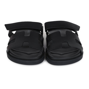 Hermes Chypre TEShno Sandals Black Calfskin Palladium Hardware 38.5 EU