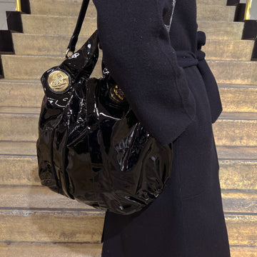Gucci Black& Gold Patent Leather Hysteria Tote