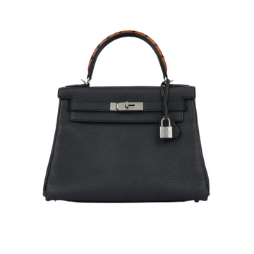 Hermès Kelly 28 Au Galop - Bleu Indigo / Cuivre Togo
