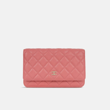 Chanel - Classic Wallet On Chain - Coral Pink Caviar Leather - CSHW -