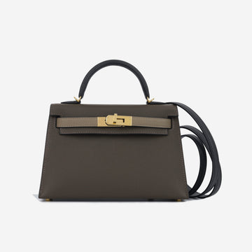 Mini Kelly - ESorce/ Etoupe / Noir Epsom