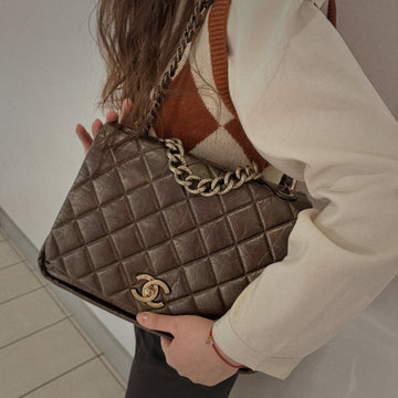 Chanel Pondichery Flap Bag Quilted Aged Calfskin Large TWS