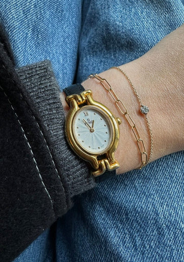 Vintage Fendi Oval Gold Plated Watch With 4 Leather Strap Options