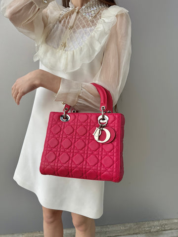 Christian Dior caviar leather medium cannage LadyDior bag (2015) TWS