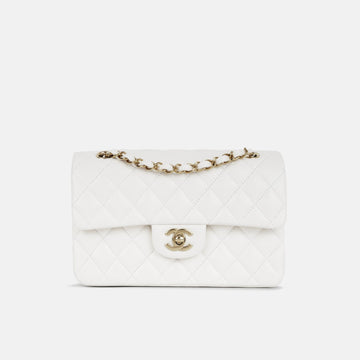 Chanel - Small ClaESic Flap Bag - White Caviar CSHW - Plaque Series -