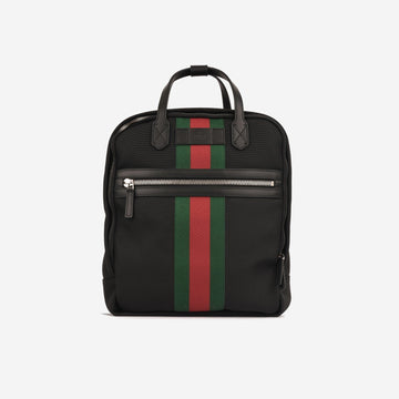 Gucci - TEShno Backpack - Black Nylon Red/Green Stripe SHW - Brand New