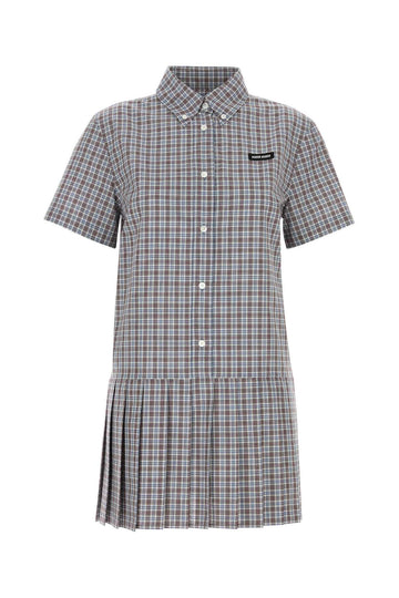 MIU MIU Embroidered Cotton Mini Shirt Dress