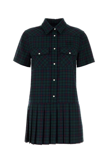 MIU MIU Embroidered Wool Mini Dress for Women
