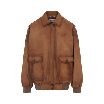 MIU MIU Lamb Leather Jacket for Women - FW25 Season