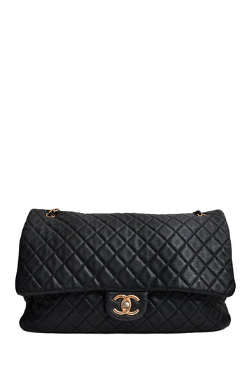 Chanel™ 2017/18 Black Lambskin Leather Airline XXL Single Flap Bag