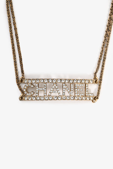 Chanel™ 2022 Gold Toned Crystal Embellished Choker NSSklace