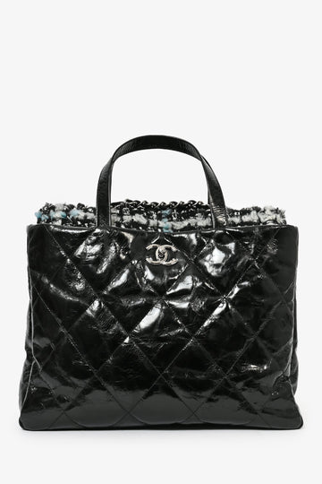 Chanel™ 2010/11 Black GloESy Calfskin Leather/Tweed Portobello Tote Bag