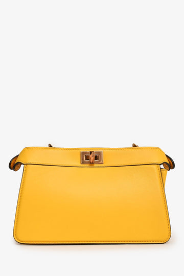 Fendi Yellow Leather Peekaboo ISEEU Mini East West CroESbody Bag