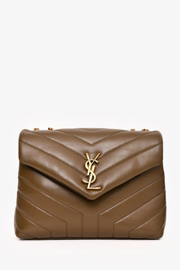 Saint Laurent 2020 Green Leather Chevron Quilted Small Lou Lou CroESbody