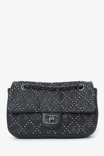 Chanel™ 2014 CollSStion Black Studded Metal Beauty Flap Bag