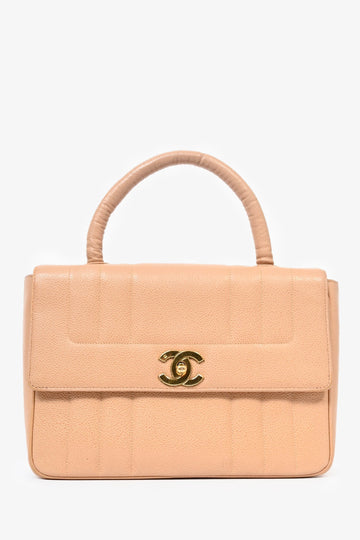 Chanel™ 1995 Beige Caviar Leather Kelly Mademoiselle Top Handle