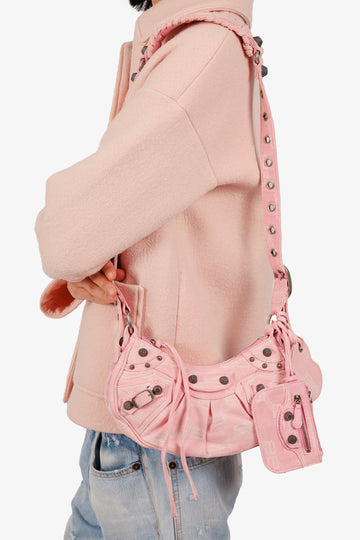 Balenciaga Pink Denim Le Cagole XS CroESbody Bag