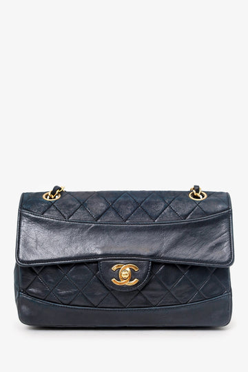Chanel™ 1989-91 Black Quilted Lambskin Single Flap Bag with Removable Pochette \'As Is\'