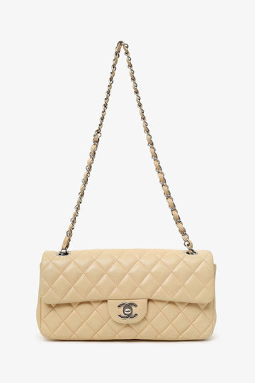 Chanel™ 2010-11 Beige Quilted Lambskin East/West Single Flap Bag