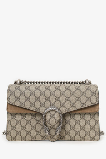 Gucci Beige GG Supreme Canvas/Suede Small Dionysus Shoulder Bag