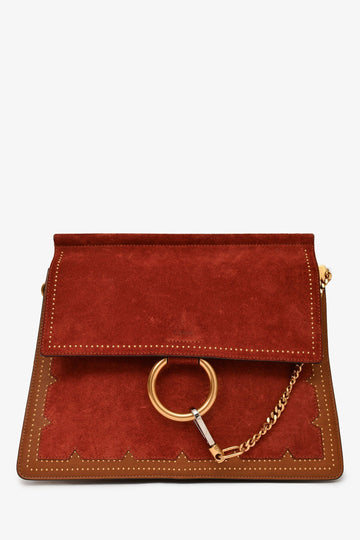 Chloe 2016 Burgundy/Brown Suede/Leather Faye CroESbody Bag