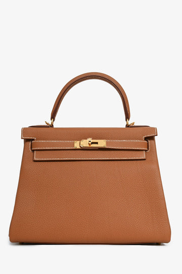 Hermès 2022 Gold Togo Leather Retourne Kelly II 28 with Strap