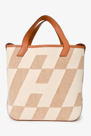 Hermès 2021 Brown/Beige Swift Leather Toile H Cabas H En Biais 27 (As Is)