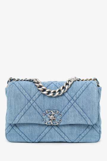 Chanel™ Blue Denim 'Chanel 19' Medium Flap Bag