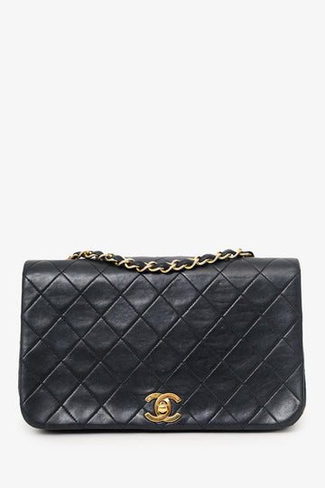 Chanel™ 1989-91 Black Quilted Lambskin Full Flap Bag (As Is)