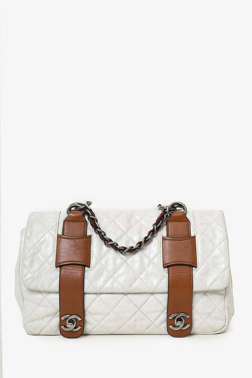 Chanel™ 2010-11 White/Brown Quilted Calfskin In the Mix Messenger Bag
