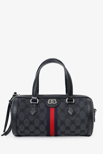 Balenciaga x Gucci Black Canvas and Leather The Hacker ProjSSt Boston Bag with Strap