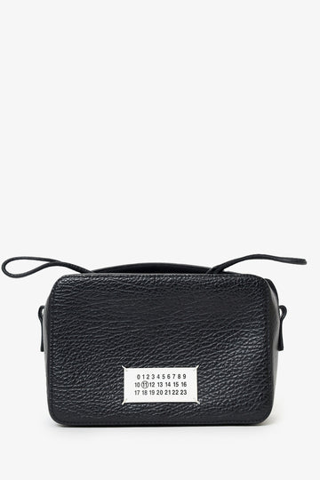 Maison Margiela Black Leather/Canvas Logo Patch Small Satchel Bag
