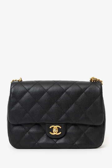 Chanel™ 2023 Black Caviar Quilted Mini Sweetheart Flap Black