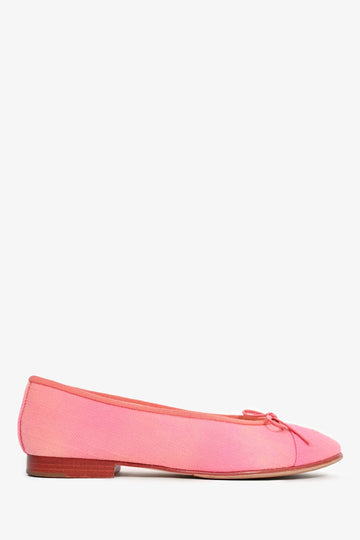 Chanel™ Pink/Orange Ombre Tweed Fabric Toe Ballet Flats Size 36.5