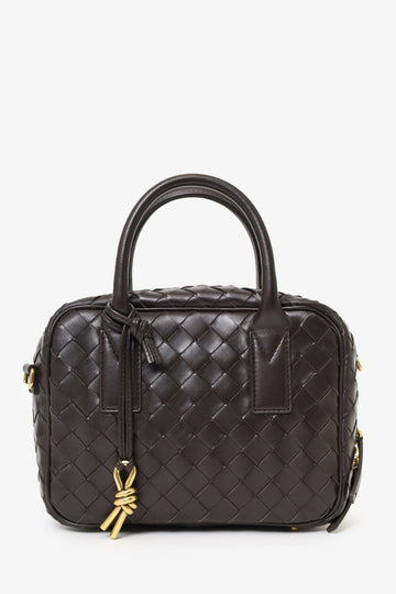 Bottega Veneta Brown IntrSSciato Leather Getaway Crossbody Bag
