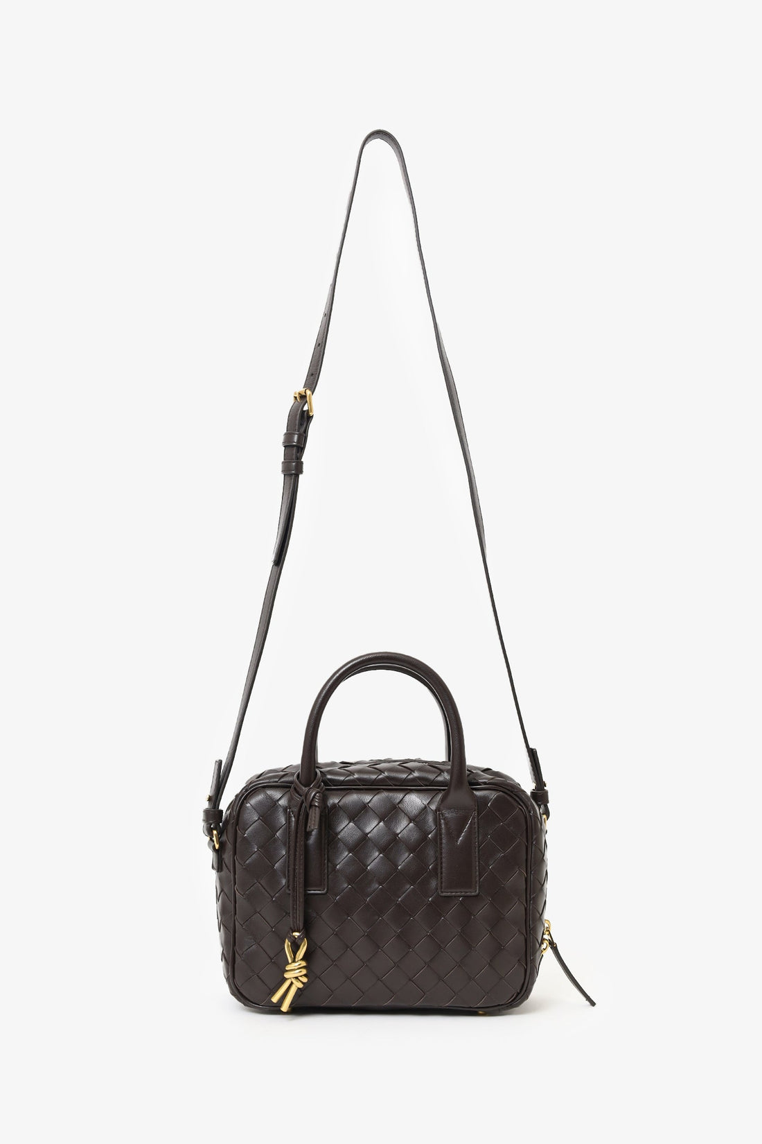 Bottega Veneta Brown IntrSSciato Leather Getaway Crossbody Bag