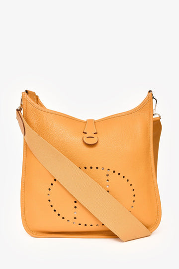 Hermès 2008 Golden Clemence Leather Evelyne 29 GM with Canvas Strap