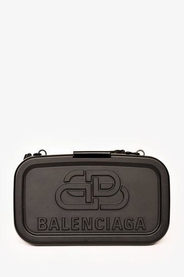 Balenciaga Black Plastic/Leather Logo Mini 'Lunchbox' Bag