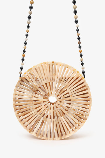 Cult Gaia Beige Acrylic Luna Beaded Crossbody