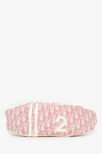 Christian Dior 2004 Rose Clair Logo Print Nylon No. 2 Girly Waist Belt Bag