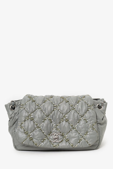 Chanel™ 2011 Pale Green Nylon Paris-Byzance 'Tweed on Stitch' Bubble Flap Shoulder Bag