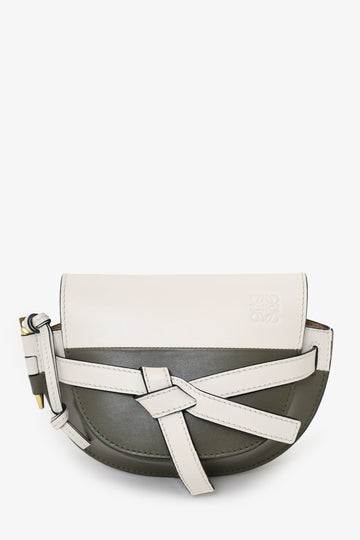 Loewe Green/White Leather Mini Gate Crossbody