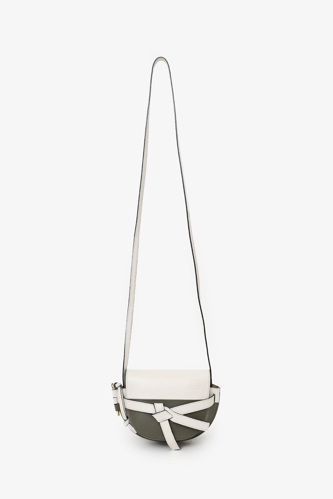 Loewe Green/White Leather Mini Gate Crossbody