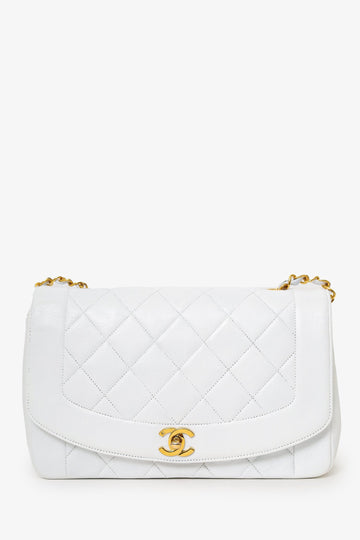 Chanel™ 1994-96 White Lambskin Medium Diana Shoulder Bag (Refurbished)