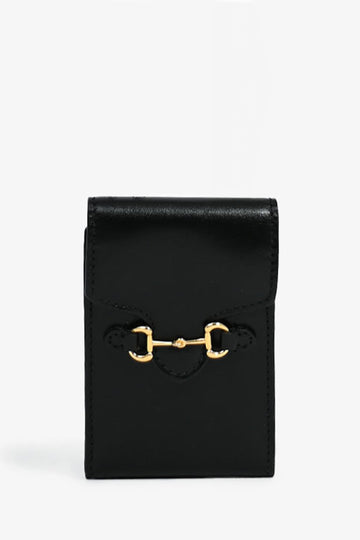 Gucci Black Leather Mini 1955 Horsebit Bifold Wallet CroESbody