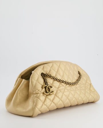 Chanel Metallic Gold Bowling Bag in Aged Calfskin with Antique Gold Hardware