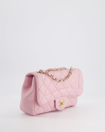 Chanel Pastel Pink 2015-26 Seasonal Small Single Flap Bag in Lambskin Leather with Brushed Gold Hardware