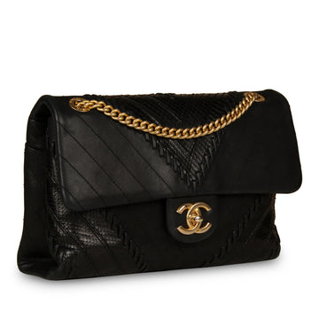 Mixed Leather and Python Flap Bag